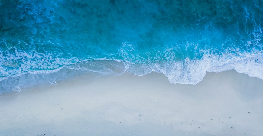 Waves breaking on a beach